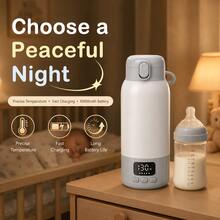 YKV Portable Baby Bottle Warmer With Cleaning Brush Set, 17oz Rechargeable Milk And Water Heater, USB-C Battery Powered With Temperature Display, Suitable For Travel, Home, Car - H111 - View 2