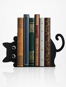 Cute Black Cat Bookends, Metal Decorative Bookshelf Support, Suitable For Bookshelves, Desks And Home Offices, Cartoon Cat Book Organizer, Suitable For Study, Bedroom, Reading Area And Book Display - Multicolor - View 8