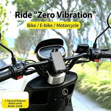 1件 360°可旋轉防摔單車手機支架，ABS材質，快速安裝自動鎖定設計，適用4.7-6.8英吋手機，多功能戶外騎行導航配件，可安裝於單車、山地車、購物車 - 黑色 - 查看 14