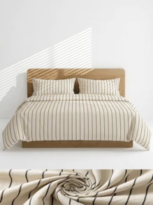 Veyra Day 3pcs Vintage Boho Stripe Duvet Cover Set – 100% Polyester Soft Breathable Bedding, Minimalist All-Season, Machine Washable (1 Cover + 2 Pillowcases, No Fitted Sheet/Insert) - sunset - View 1