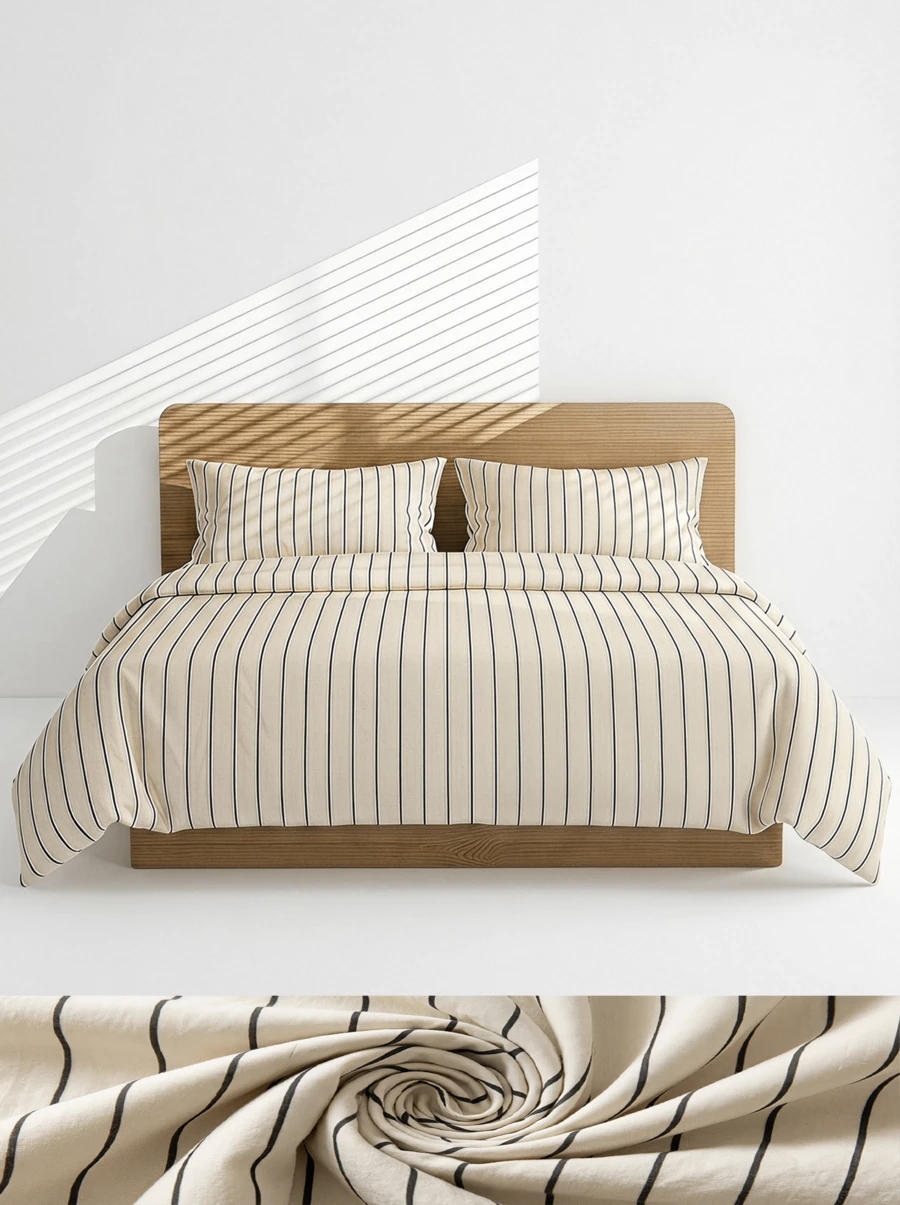Veyra Day 3pcs Vintage Boho Stripe Duvet Cover Set – 100% Polyester Soft Breathable Bedding, Minimalist All-Season, Machine Washable (1 Cover + 2 Pillowcases, No Fitted Sheet/Insert) - sunset - View 1