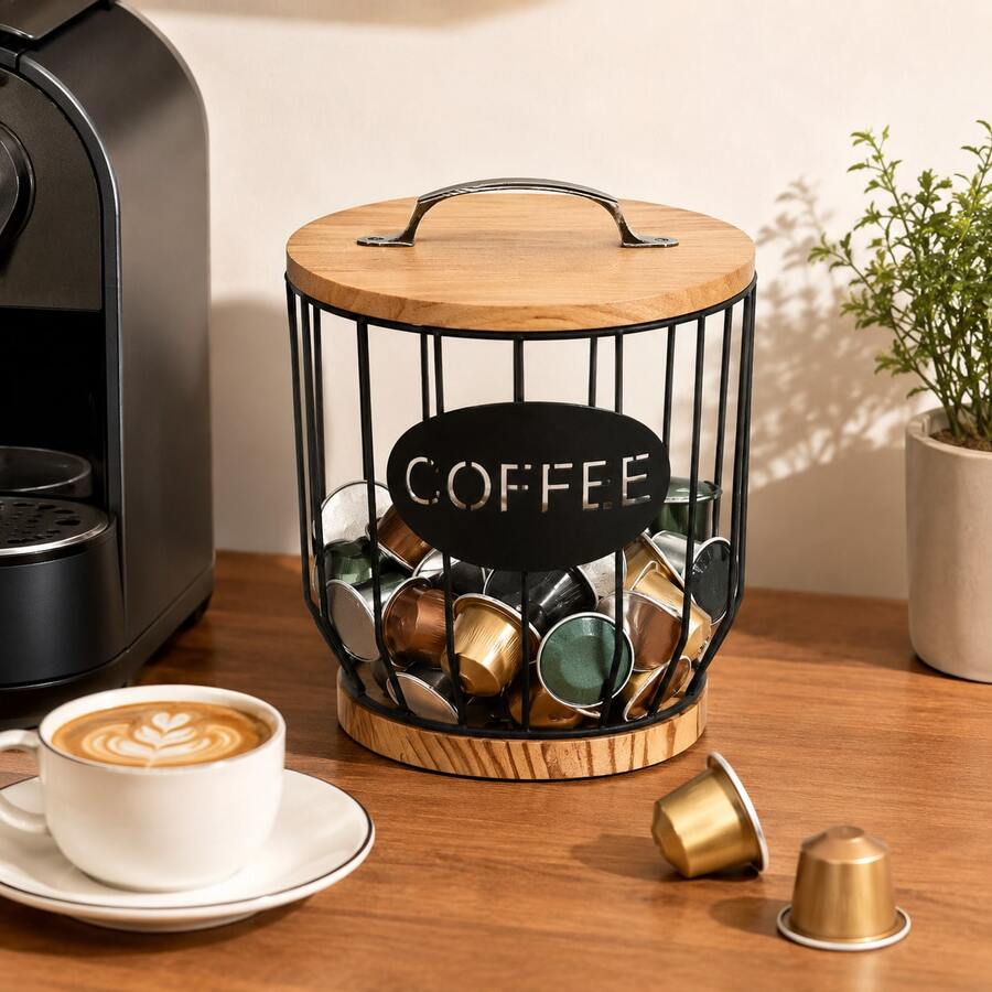 1pc Coffee Capsule Storage Box, Multi-Functional Fruit Basket, Snack & Candy Organizer, Desktop & Coffee Table Decor With Lid - Multicolor - View 1