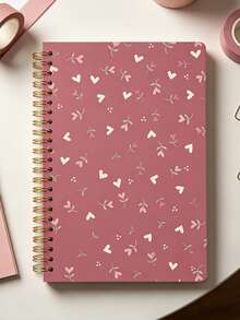 Bohemian Floral Heart Spiral Notebook With Perforated Pages And Soft Cover – Pink. Suitable For School, Office, Journaling And Gifting; Compact Size With Lined Pages, Perfect For Bullet Journaling And Planning; Ideal Teacher Gift And Back To School Season. - Multicolor - View 1