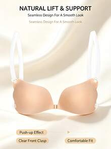 YIYANG 2/1Pack Of Push-Up, Self-Adhesive Bra With Clear Straps; Invisible, Backless, Sticky Bra; Wing-Shaped Bra, Lingerie, And Adhesive Cups. - Multicolor - View 8