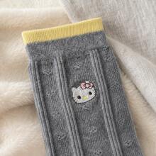 MINISO Sanrio Hello Kitty 刺繡羅紋船襪 對比黃色襪口 柔軟針織襪 開學必備 - 樣式 4 - 查看 3