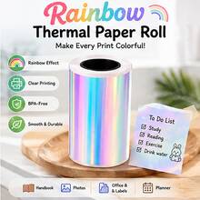 Pearlescent/Rainbow Effect 57mm Thermal Sticker Paper, Self-Adhesive Shimmer Mini Pocket Printer Refill Paper For Elegant Picture Printing, Daily Journals, Memo Sticky Notes, Compatible With PeriPage PAPERANG Poooli Labelers - View 10