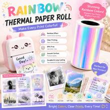 57mm Rainbow Thermal Paper Stickers Smooth Durable Self-Adhesive Mini Pocket Printer Refill For Small Business Packaging Decor, Thank You Labels, DIY Craft Projects, Compatible With PeriPage PAPERANG Poooli - View 7