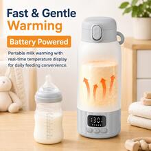 YKV Portable Baby Bottle Warmer With Cleaning Brush Set, 17oz Rechargeable Milk And Water Heater, USB-C Battery Powered With Temperature Display, Suitable For Travel, Home, Car - H111 - View 3