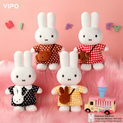Miffy Rabbit Official Polka Dot Dress Plush Doll, Comfort Doll, Gift For Women, Children Birthday Gift, Holiday Present