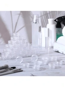 1/10/20/30/50/100pcs Mini Transparent Cream Jars, 3g/5g/10g/15g/20g, Empty Plastic Cosmetic Containers, Transparent Sample Bottles, Eyeshadow/Lip Balm Containers, Travel Essential Sample Cosmetic Jars, Optional Dispensing Spoon, Empty Mini Bottles, Suitable For Thanksgiving, Halloween And Christmas - Multicolor - View 9