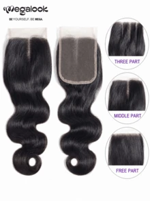 MEGALOOK Body Wave 4x4 Lace Frontal Brazilian 100% Human Hair Soft Lace Frontal 8-20 Inch Pre-Plucked Natural Color Versatile Fit For All Skin Tones For Women Daliy Wear - SNatural - View 9