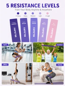 Slidurx Pita Resistensi Kaki, 5 buah Pita Latihan Elastis untuk Latihan Kekuatan dan Peregangan, Peralatan Kebugaran Rumahan Cocok untuk Pilates, Yoga dan Relaksasi Tubuh, Set Latihan Kaki, Pinggul dan Lengan Unisex - MultiWarna - View 4