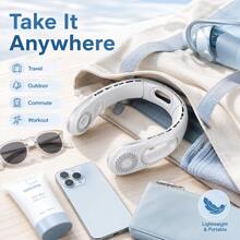 Zechuan Bladeless Neck Fan, Portable 5200mAh Rechargeable Wearable Fan With 360° Cooling Airflow, 4 Speeds, Lightweight Low-Noise Hands-Free Personal Fan For Work, Travel, Commuting & Outdoor Use,Back-To-School Essential, Classroom Supply, School Supply - 白色 - 查看 7