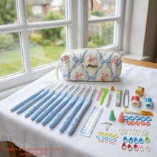Latest Medium 2-6mm Ergonomic Hard Handle Crochet Hooks, Includes Premium Storage Box And Crochet Accessories (Scissors And Accessories Color Random) - C-Multicolor Set - View 1