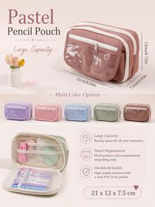 A Transparent Flip Cover 9-Layer Pencil Case, Portable Student Stationery Bag, Desktop Items And Study Stationery Storage Bag, Ba, First Day Of School - Multicolor - View 5