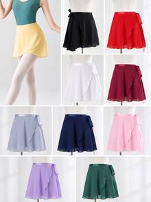 1pc Women's One-Piece Semi-Sheer Ballet Skirt, Lace-Up Waist, Long Beach Skirt For Gymnastics Practice, Performance, Training, Bodycon Wrap Skirt, Comfortable And Breathable - Multicolor - View 11