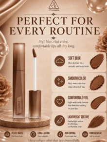 3CE Sanxi Jade Lip Glaze #04 Bitter Coffee 4g, Cool-Toned Brown Matte Texture, High Coverage For Lip Lines, Perfect For Olive Skin Tones - BITTER HOUR #04 - View 10