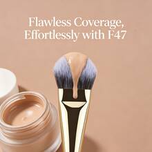 FLUFFIN F47 Angle Makeup Foundation Brush Luxury Professional Cream Foundation Blending Makeup Tool High-End Copper Pipe Rosewood Handle - Redwood - View 2