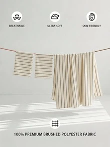 Veyra Day 3pcs Vintage Boho Stripe Duvet Cover Set – 100% Polyester Soft Breathable Bedding, Minimalist All-Season, Machine Washable (1 Cover + 2 Pillowcases, No Fitted Sheet/Insert) - sunset - View 3