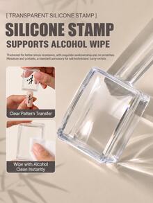 High Clear Square Silicone Nail Stamper Set Include Frosted Scraper, Stamper,Transparent Storage Box - White - View 8