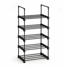 5-Tier Metal Shoe Rack, Stackable, Space-Saving Freestanding Shoe Rack, Versatile Use, Suitable For Hallway, Bedroom And Living Room, Black - Black - View 8