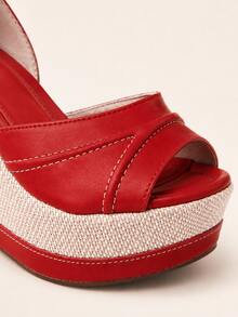 Women's High Heel Wedge Platform Sandal Various Colors Party - 紅色 - 查看 3