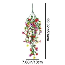 29.9in Long Artificial Outdoor Mixed Color Pansy Wall Hanging - Hanging Artificial Plants, Colorful Flowers Fade-Resistant, Suitable For Various Holidays, Weddings, Gardens Or Home Decor, Wall Decoration, Wedding Centerpiece, All Seasons - Red + Yellow + Purple - View 3
