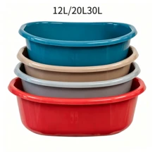 Multi-Specification 12/20/30L Thickened Plastic Washing Basin, Large Capacity With Random Color, Drop-Resistant And Easy To Clean, Kitchen Vegetable Washing Basin, Suitable For Household Fruit And Vegetable Cleaning And Bathroom Sundries Soaking - Multiple Specifications - View 5