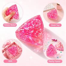 1/2Pcs Colorful Sparkling Squishy Cheese- Cheesy Squeeze This Fun, Squishy, Slow Rising Squeeze Toy, Extra Soft Square Cheese For Stress Relief - Original Sensory / Fidget Novelty Toy And Gift For Kids,Desk Accessary,Office Leisure - 彩色 - 查看 3