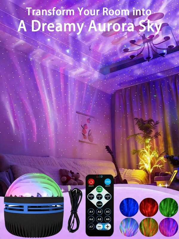 1pc Gaming Desk Galaxy Light, USB Aurora Ceiling Projector With Remote For RGB Setup, Bedroom & Streaming Background