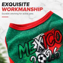 1 pièce Maillot de football pour animaux de compagnie Coupe du Monde du Mexique, imprimé drapeau en forme de cœur, schéma de couleurs vert & rouge, gilet sans manches, convient aux petits chiens et chats, parfait pour regarder les matchs, les fêtes et les promenades quotidiennes, tenue de style patriotique sportif, excellent cadeau pour les fans de football - Vert - Voir 5