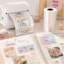 Pearlescent/Rainbow Effect 57mm Thermal Sticker Paper, Self-Adhesive Shimmer Mini Pocket Printer Refill Paper For Elegant Picture Printing, Daily Journals, Memo Sticky Notes, Compatible With PeriPage PAPERANG Poooli Labelers - View 4