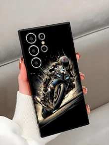 1件帥氣機車騎士賽車防滑防摔黑色手機保護殼，相容 iPhone、Honor、Galaxy A04e/A05s/A13/A14/A15/A34/A35/A50/A52/A53/A54/S21/S22/S23/S24/S25/S25Ultra/6A/7A/8A/12T/13T/14T - 黑色 - 查看 3