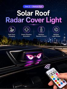 GLANBERT Radar Light Solar Powered Roof Flashing Warning Light Decorative Cover LED Ambient Light Smart Vibration Activation - Intelligent Vibration Start/stop - View 2