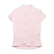 Mellowy Spring/Autumn New Women's European And American Style Fashion Minimalist Side Button Decor Satin Top Pink Summer - Pink - View 5
