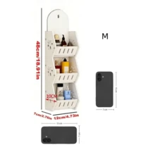 1 buah Rak Penyimpanan Dinding Kamar Mandi Tanpa Pengeboran, Plastik Putih, Organizer Penyimpanan Dinding Kamar Mandi Multifungsi, Cocok untuk Penyimpanan Dapur, Penyimpanan Kamar Mandi, Aksesoris Kamar Mandi, Dekorasi Dinding, dan Rak Dinding - Putih - View 12