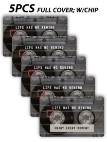 1/2/4/5/10件創意卡帶造型信用卡保護皮套，勵志語錄貼紙「LIFE HAS NO REWIND ENJOY EVERY MOMENT」，PVC材質，防指紋、耐用、防刮耐磨，適合男女使用，適用小晶片卡、銀行卡、信用卡、交通卡、學生校園卡，DIY - 彩色 - 查看 17