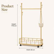 1pc Mobile Clothes Rack With Wheels, Portable Hanging Rack, Home Laundry Drying Rack, Nordic Luxury Cactus Design Storage Clothes Rack - Multicolor - View 3