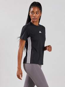 Adidas 舒適透氣經典百搭圓領運動女子短袖T卹 - 黑色 - 查看 3