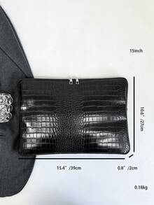 1件學生筆電包 11"/13"/15" 筆電內層包 黑色鱷魚紋 PU 休閒中性平板保護套 小包 文件包 筆電內層包 電腦攜行包 11" 13" 15" 便攜式桌面保護包 相容 Macbook HP 適合女孩、青少年女孩與男孩 相容 iPad Air 4 5 Pro 防震包 - 黑色 - 查看 2