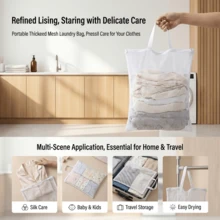 2 Packs Zippered Mesh Laundry Bags With Carry Handles, Reusable Delicates Wash Bags For Washing Machine, Durable Garment Protector Storage Bags For Lingerie Sweaters Travel Home Organization - View 3