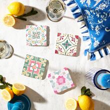 1 Set Patterned Square Design PET Non-Slip Coasters, Home Kitchen Decor Accessories, Cute And Affordable Small Items, Outdoor Garden Supplies, Suitable For Various Holiday Parties, Wedding Accessories, Thanksgiving, Back To School Season Decoration Gifts - PET-1907 - View 5