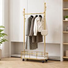 1pc Mobile Clothes Rack With Wheels, Portable Hanging Rack, Home Laundry Drying Rack, Nordic Luxury Cactus Design Storage Clothes Rack - Multicolor - View 4