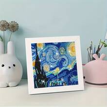 1 Set DIY Handmade Frameless Diamond Painting, Cartoon Landscape Diamond Embroidery Home Decor Wall Art - A - View 3