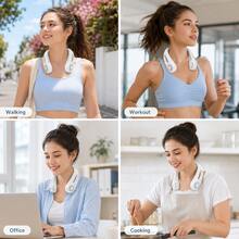 Zechuan Bladeless Neck Fan, Portable 5200mAh Rechargeable Wearable Fan With 360° Cooling Airflow, 4 Speeds, Lightweight Low-Noise Hands-Free Personal Fan For Work, Travel, Commuting & Outdoor Use,Back-To-School Essential, Classroom Supply, School Supply - 白色 - 查看 8