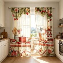 2pcs/Set Faux Embroidery Fruit Print Modern Curtains, 100% Polyester Fabric Durable, Suitable For Living Room, Bedroom, Kitchen, Bathroom Decoration (Curtain Rod Not Included) - Multicolor - View 8