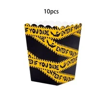 10pcs/30pcs/60pcs Halloween Party Caution Tape Popcorn Boxes: Disposable Popcorn Containers Printed With Bat, Bloody Handprint, Bloody Hand And Zombie Patterns, Suitable For Halloween Party, Haunted House And Day Of The Dead Celebrations - Multicolor - View 11