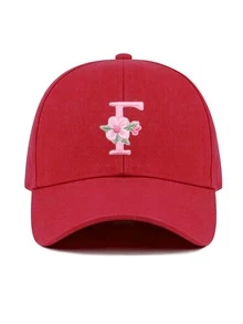 1件女款客製化A-Z字母棒球帽，輕量棒球帽，時尚休閒遮陽帽，適合戶外運動與日常穿著，夏季海灘 - 紅色 - 查看 22