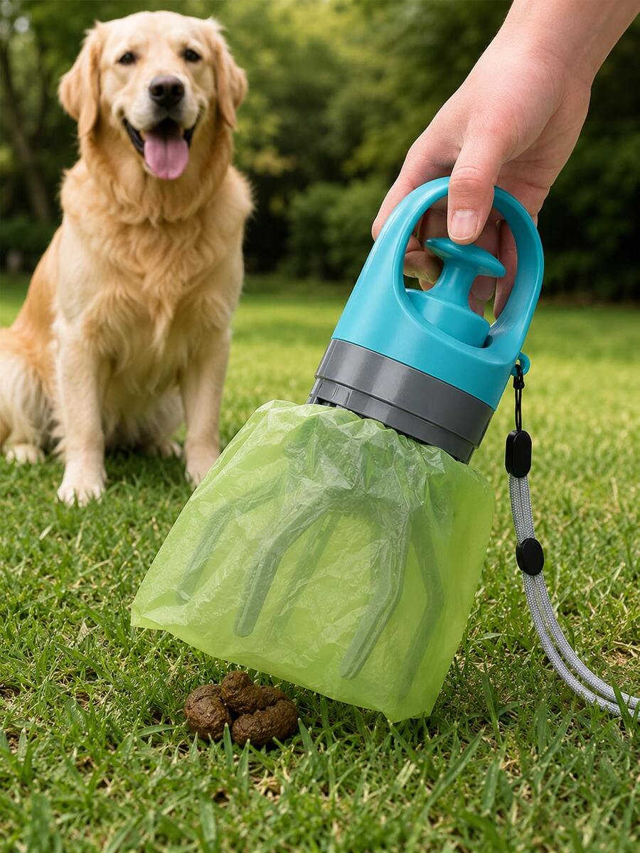Portable Dog Poop Scooper With Built-In Bag Dispenser, Lightweight Claw Pet Waste Picker For Walks, Parks & Outdoor Cleanup - Green - View 1
