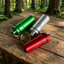 3pcs New Keychain Outdoor Portable Aluminum Sealed Storage Can, Mini Waterproof Storage Can, Tobacco Storage Mini Sealed Can, Portable Keychain Storage Can! - Red 1 + Silver 1 + Green 1 - View 2